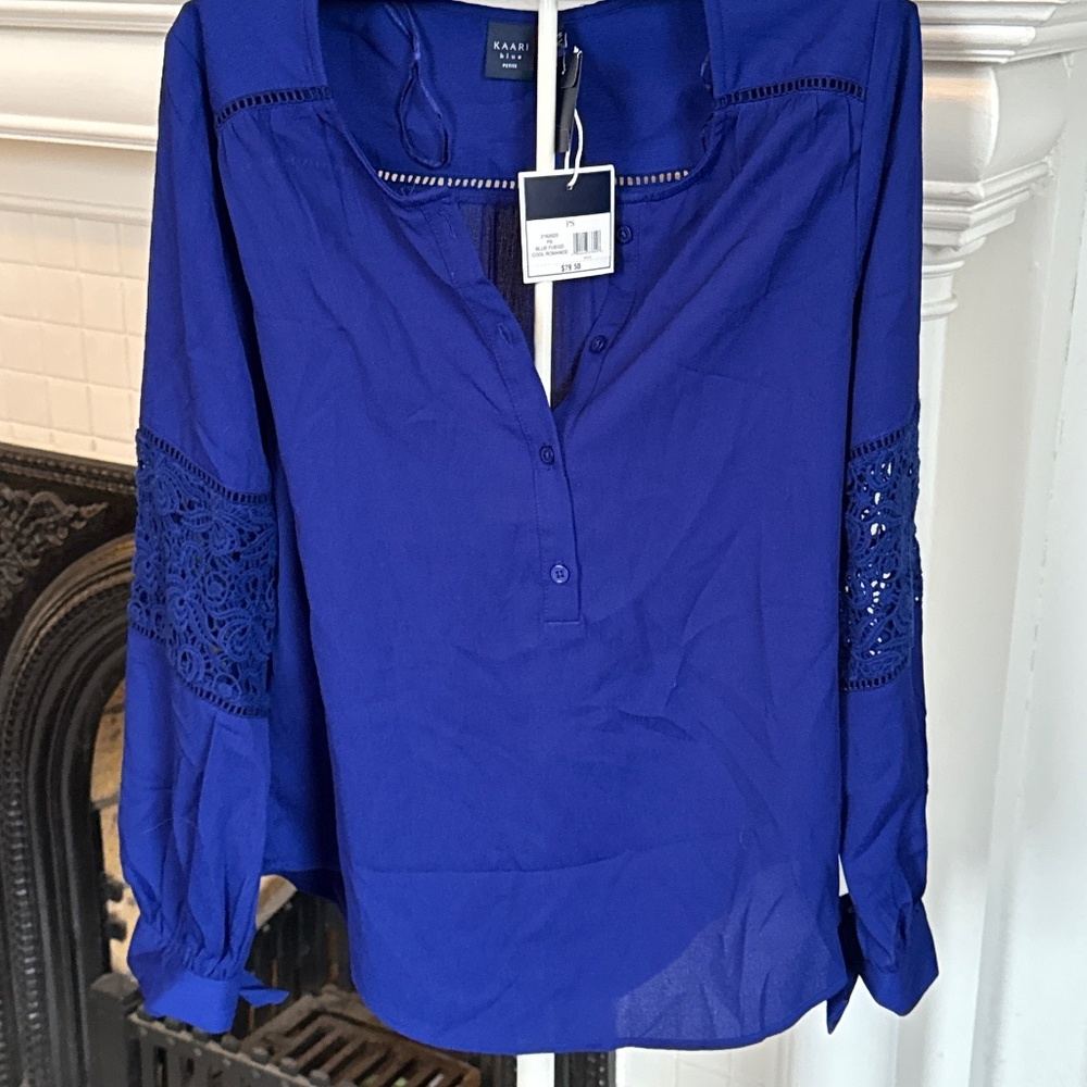 Kaari blue‎ Blue Fuego Cool Ronsnce top. NWT. Retail 79.50